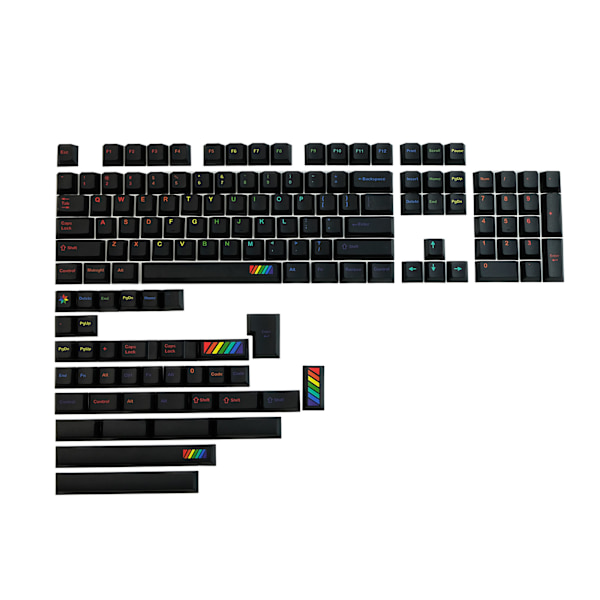 142 Tangenter GMK Midnight Rainbow Keycaps PBT Dye Sublimation Keycap Cherry för Key Caps ISO Enter 6.25U 7U Space 1.75U 2U S