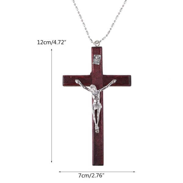 Träreligiös Jesus för korshalsband Christian Crucifix Pendent Chain Jewel