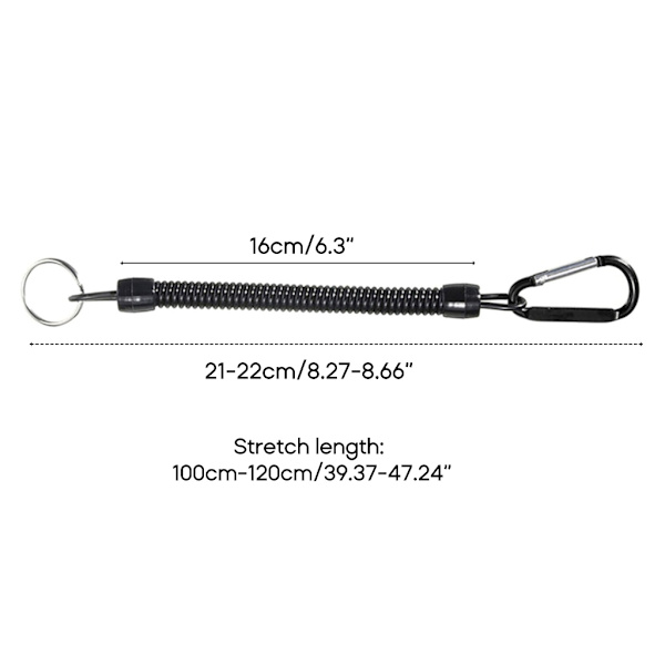 Infällbart fjäder elastiskt rep Säkerhetsredskap för utomhusvandring Camping Anti-förlorad telefon nyckelring 21cm-22cm White