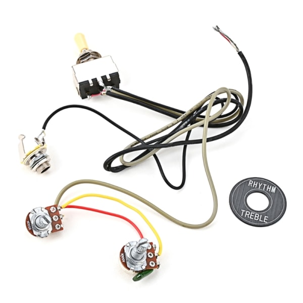 Elektrisk Gitarr Kablage Kit Ersättning, 1 Volym 1 Ton Förkopplad 3-vägs Växelströmbrytare 500K Potentiometrar & Jack för Gitarr