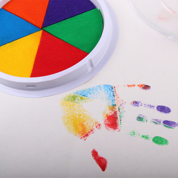6 färger bläckdyna stämpel DIY fingermålning hantverk Korttillverkning stor runda för barn