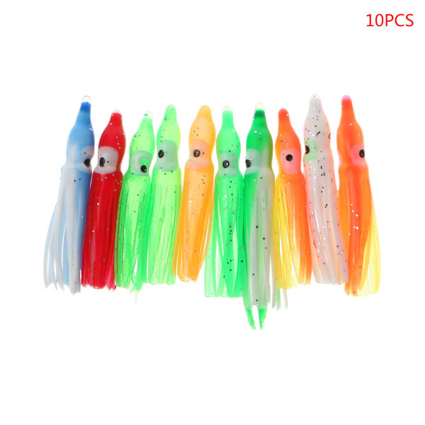 10 st plastfiskedrag bläckfiskkjol trolling bläckfisk mjukt lockbete 10CM