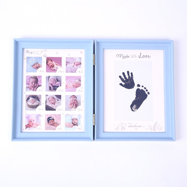 Baby och print Baby 0-12 månader Bilder Fotoram Souvenirer Nyfödda Växande minnespresenter Blue