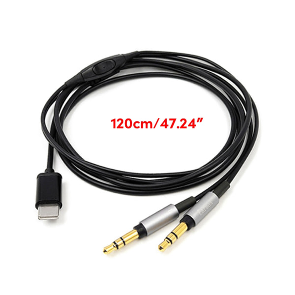 Kvalitetsheadsetkabel för MDRZ7 Z1R D7100 D7200 HE560 hörlurssladd med mikrofon typ C till dubbel 3,5 mm kontakt 120 cm
