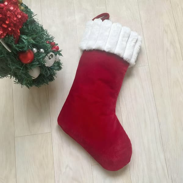Sammet Julstrumpa Generös Presenthållare Hängögla Julstrumpa Red