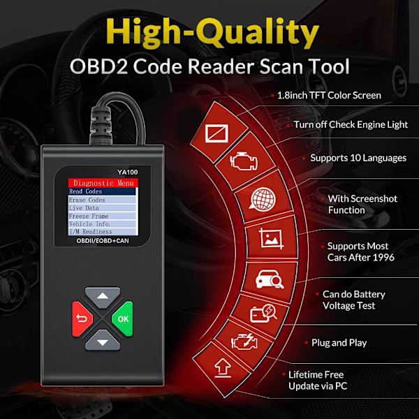 Fordonsdiagnostikscanner Automotive Check Engine Light Felanalysator