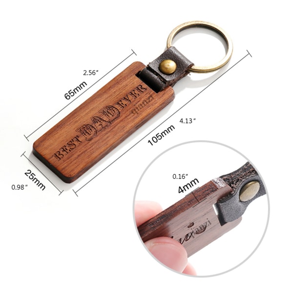 Blank Trä för nyckelring Tränyckelring för nyckelring för nyckelbrickor Personlig EDC eller bästa presenthantverk för vän (Recta