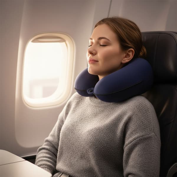 Justerbar Cervikal Støtte Pude Memory Foam Kerne Til Søvn På Fly Black