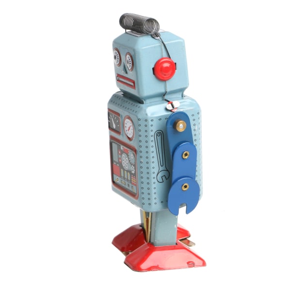 Vintage mekanisk urverk Wind Up Walking Robot Tenn Toy Kids Gift Collection