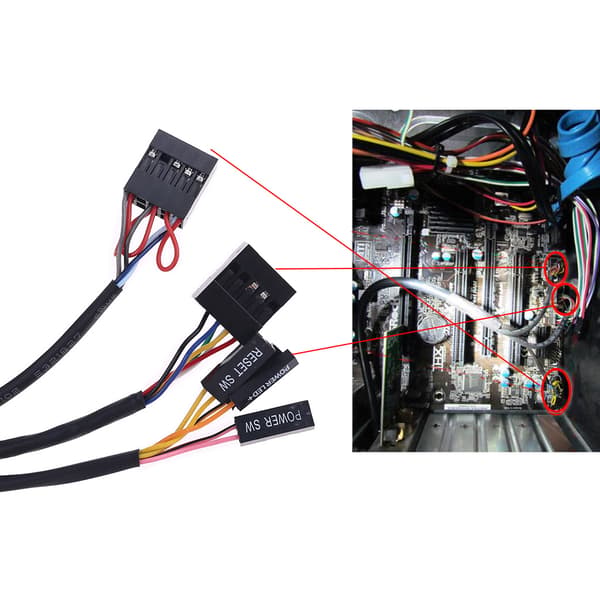 Multifunktionel USB 2.0 Computer PC Switch Ekstern Tænd/Sluk Reset Knap med Mikrofonporte