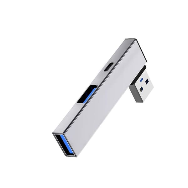 Aluminium USB3.0 Hub med USB3.0+USB2.0 Port til højhastighedsforbindelse Silver