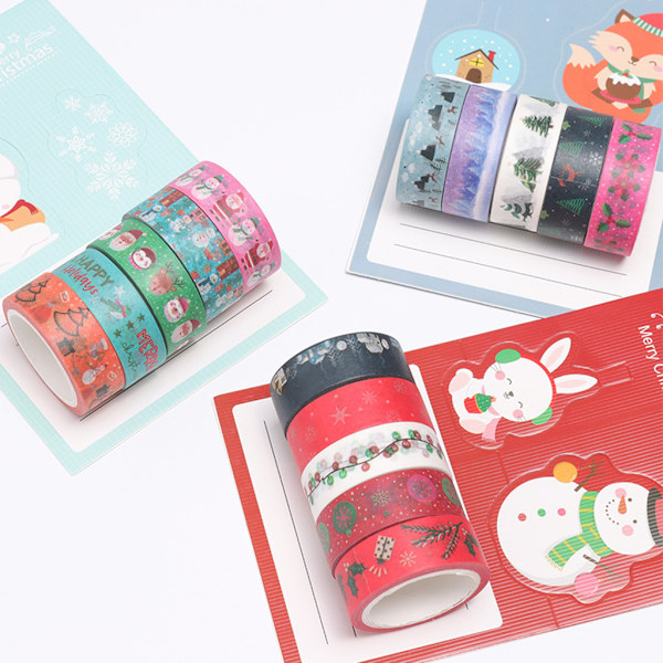 18 rullar jul Washi-tejper Santa Snowflake Trädmönster för vuxna barn gör det själv