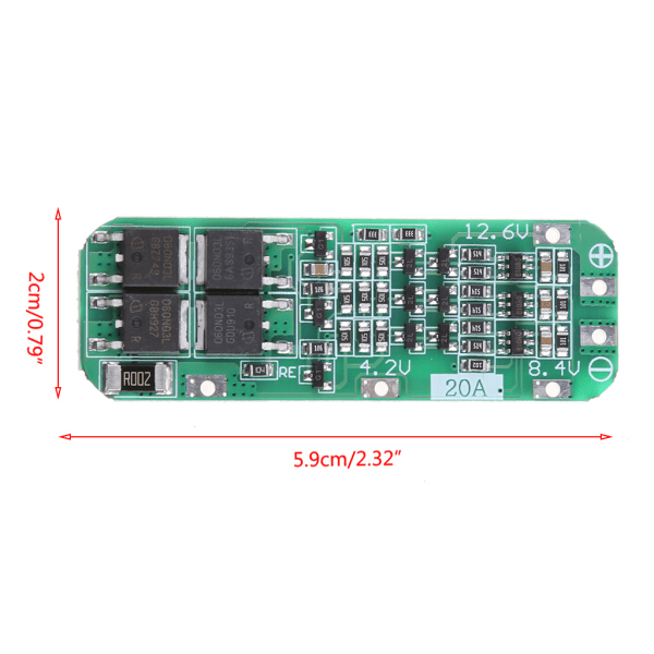 3S 20A Li-ion litiumbatteri 18650 Laddare PCB BMS för skyddskort 12.6VMo