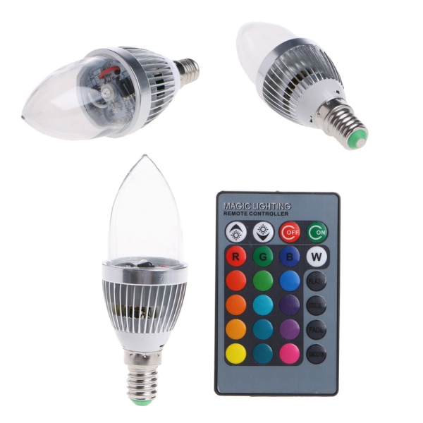 E12 3W RGB LED 15 färger skiftande ljus Glödlampa Lampa för w/fjärrkontroll AC 3w Changeable Yes