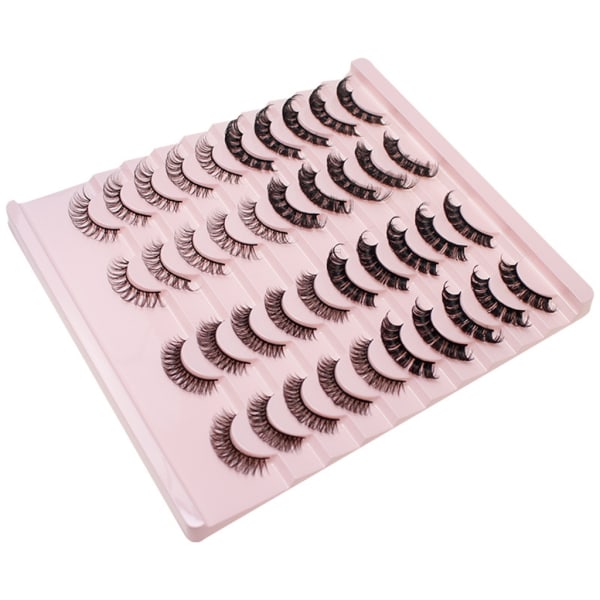 Fake Lashes Russian Strip Lashes D-Curly Natural Fluffy-Lashes Wispy Lösögonfransar 3D Effekt Faux Mink Fransar 20 Par H004