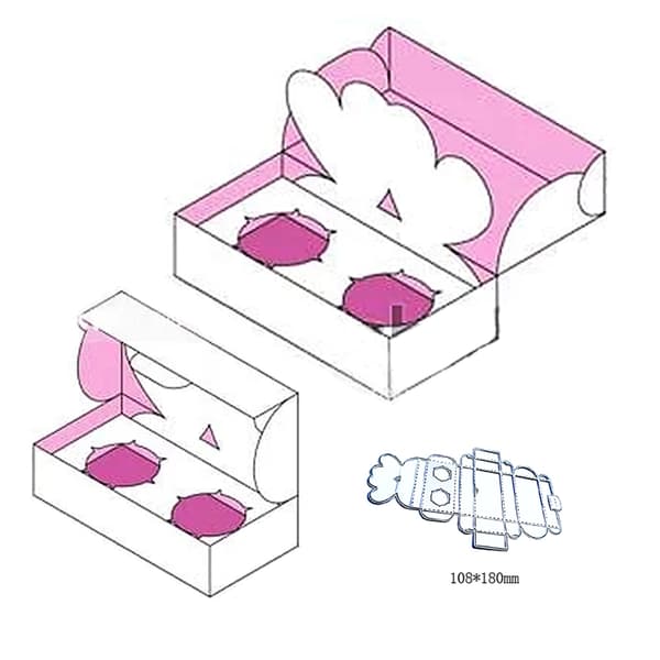 Dobbelthulls 3D-kakeboks Metallskjærende Dies Stencil DIY Folding for Case Embossing Die Cuts Scrapbooking Template
