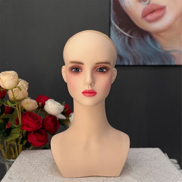 Praktisk kort PVC-hodeform, utstillingshode for parykk og hatt