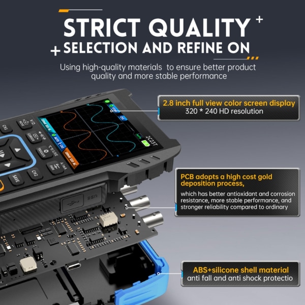Bärbar 3 i 1 handhållen multimeter digitalt oscilloskop Mångsidig och effektiv DDS-funktionssignalgeneratorer 2,8"-skärm