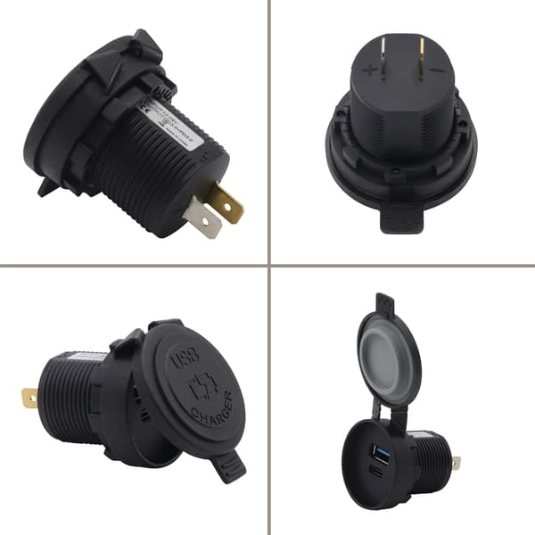 USB A & Type-C Lataussovitin Vedenkestävä Lataussovitin Pistorasia 12-24V