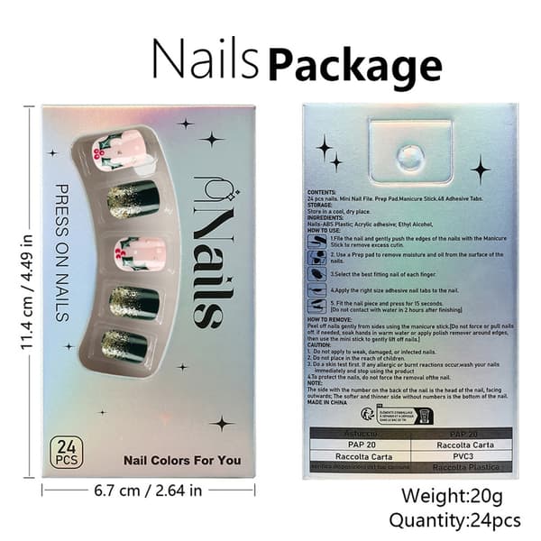 24 st Heltäckande Lösnaglar Jul Press On Nails Vinter Lösnaglar