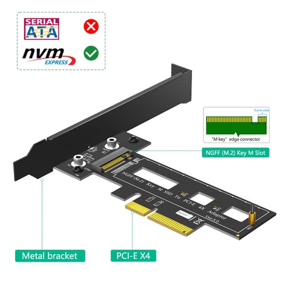 PCIe 4X Adapterkort til M.2 NVME Solid State-diske med integreret køleplade