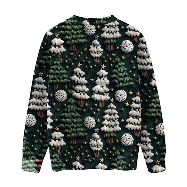 Langærmet julepullover til kvinder 3D-juleprintet pullover sweatshirt Green XXL