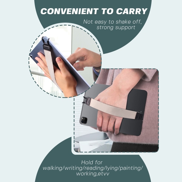 Enhandsmanövrering Handremshållare Säkerhet Fingergrepp Stretch Skyddsläderbälte Present för Pad Tablet E-Reader Gray
