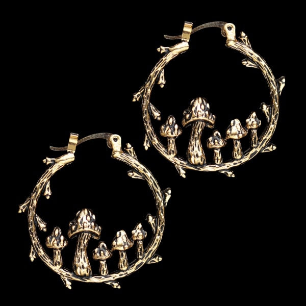Vintage runda guldsvamp Dangle örhängen för kvinnor uråldriga kreativitet Metall Geometrisk guldbåge örhängen Smycken