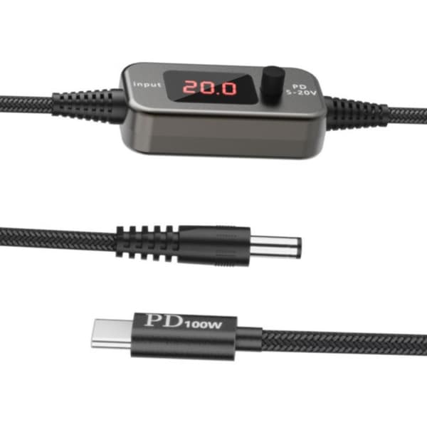 Flexibla Spänningar USB C DC5521 Adapterkabel Sladd 10 Utbytbara Spetsar