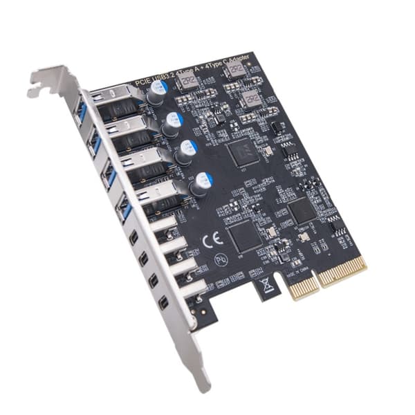 8-ports USB-hub PCIE USB3.2-kort 20 Gbps total båndbredde (4xUSB C+4xUSB )