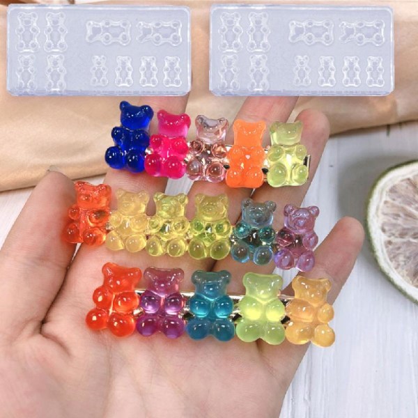 5 st Handgjorda Björn Nail Art Silikon Mini Gummy Bear Form Bear Nail Art Hartsgjutform Mould Hartskonsthantverk