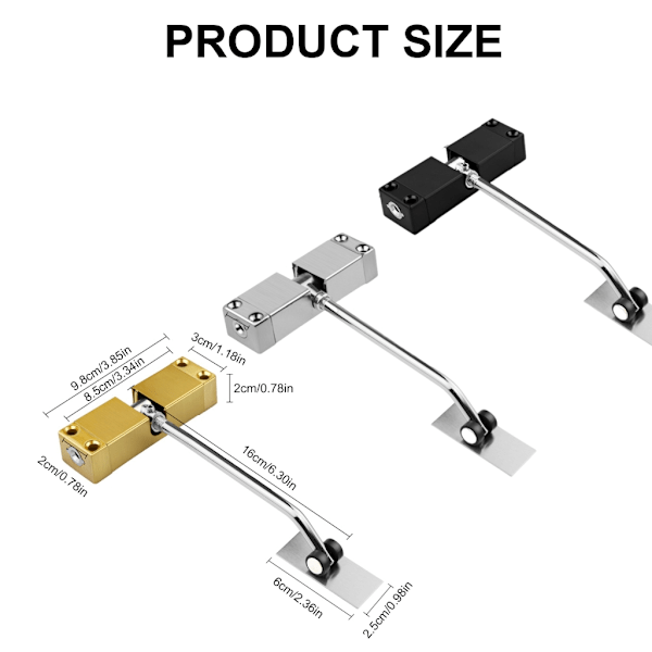 Tystgående dörrstängare Justerbar styrka för bostads- och kommersiellt bruk Gold