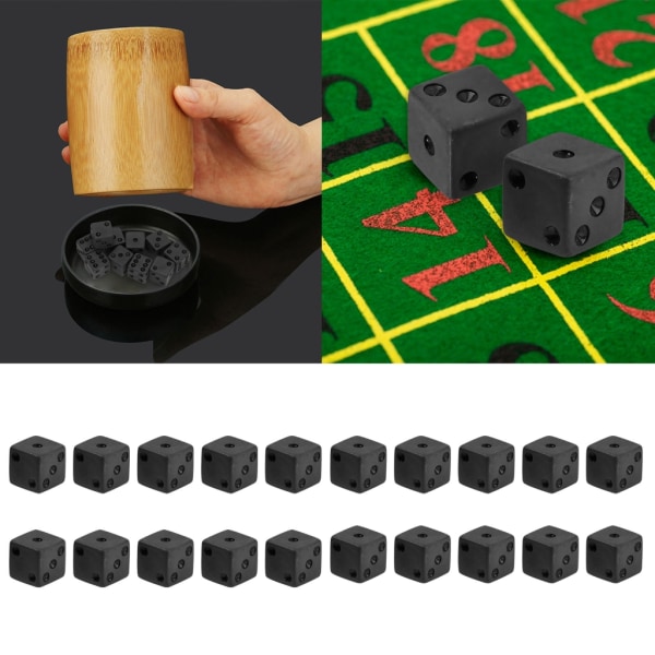 20st sexsidiga akryltärningar 16 mm D6 digitala kuber Fyrkantiga hörn svarta tärningar tärningar för barn Pedagogiska gör-det-själv-brädspelstärningar