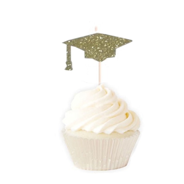 12 st Glitter Cupcake Toppers Dekoration Tårta Flaggor Stick 2021 Graduation Party null - Pack of 12