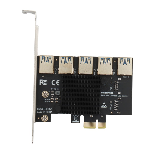 PCIe Converter PCI för Express Multiplier Riser Card PCI-E 1 till 5 External 16X Slot USB 3.0 Adapter Card för Bitcoin Min