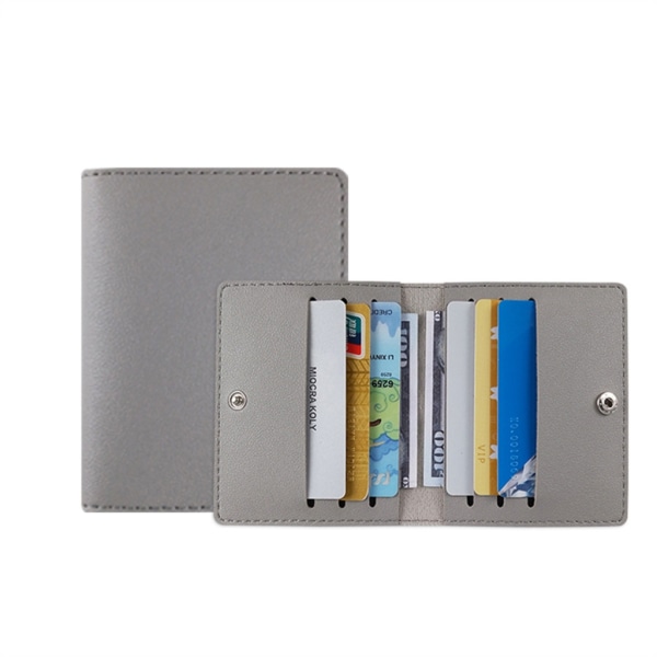 Bankkredit ID-korthållare Ultratunn PU-läder Multi-Slot Fashion Card- case Plånbok för kvinnor Män med spänne Gray