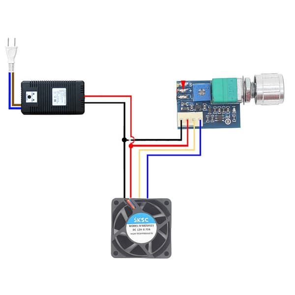 Manuell 4-leders PWM-viftehastighetskontroller med bryter, justerbar vifte regulator