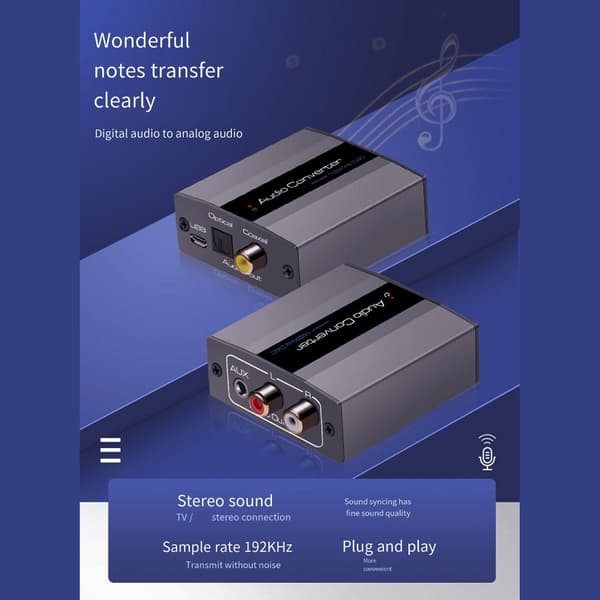 Digital til Analog Lydkonverter 192kHz Koaksialadapter