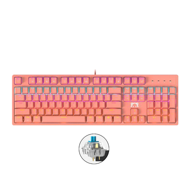 104 Tangenter USB Kabelanslutet RGB Bakgrundsbelyst Mekaniskt Gaming Tangentbord med Grön / Röd Brytare Frostade Tangenter för Stationär och Bärbar Dator