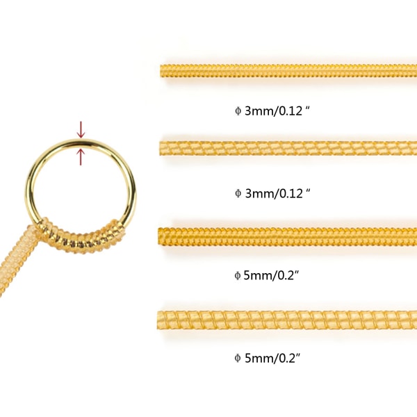 4 stycken/ set Smycken Verktyg Spiral Bas Ring Justerare Guld Färg Ring Spännare Ändring av storlek Verktyg Smycken Ring Skydd 3/5mm null - A 3mm round