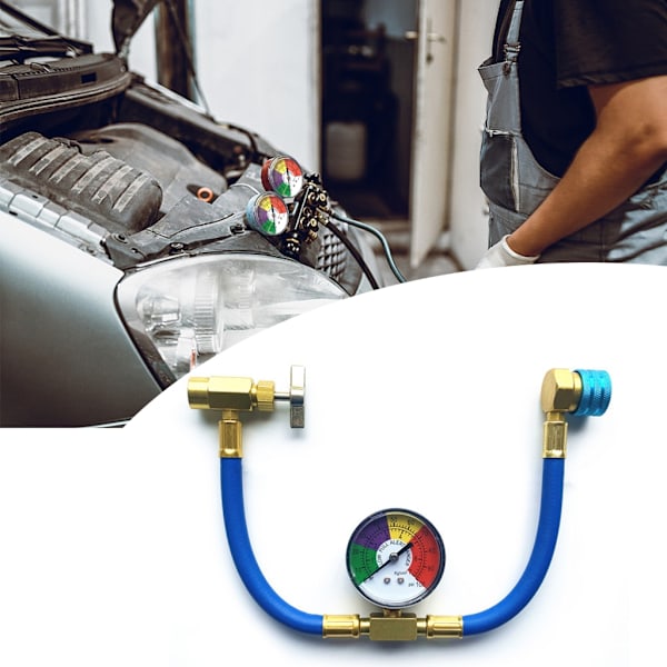 Bil Aircondition R134A Kølemiddel Slange Trykmåler Kit 100PSI Slange