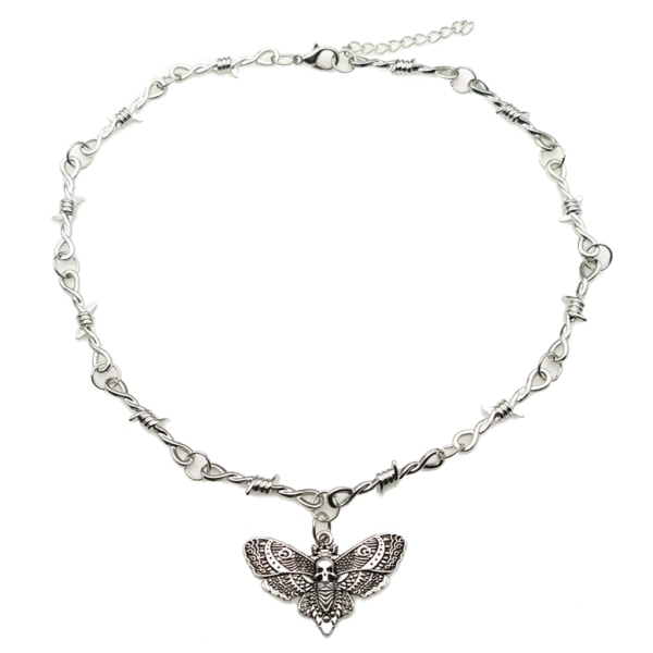 Legering Hollow Skull Moth Choker Halsband Kvinnor Hip-hop Gotisk Punk Stil Taggtråd Små taggar Kedja Choker Gåvor