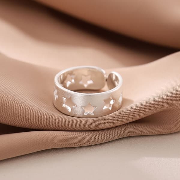 Justerbar Hul Stjerne Ring Elegant Design Komfortabel Pasform Kobber Tilbehør