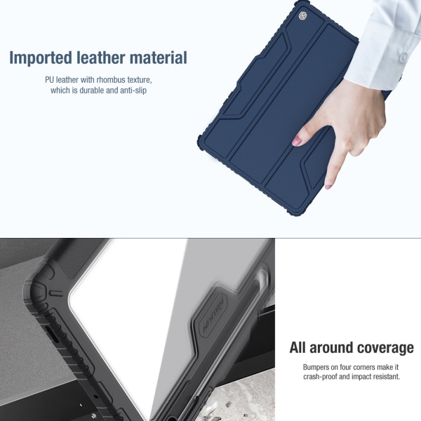 För Tab S7 Tablet för Case Heavy Duty Full-Body Robust för Case Inbyggt kameraskydd Pennhållare Blue