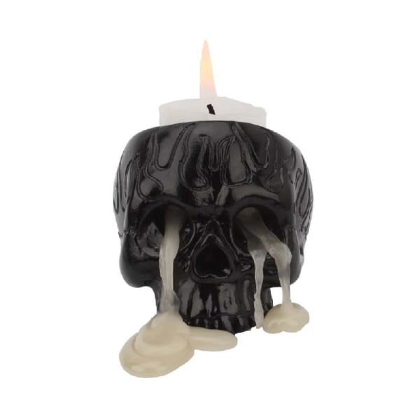 Black Skull Ljusstake Halloween Dekoration Ljusställ Hem Ljusstakar Harts Bordsskiva Ornament Bord Kandelaber