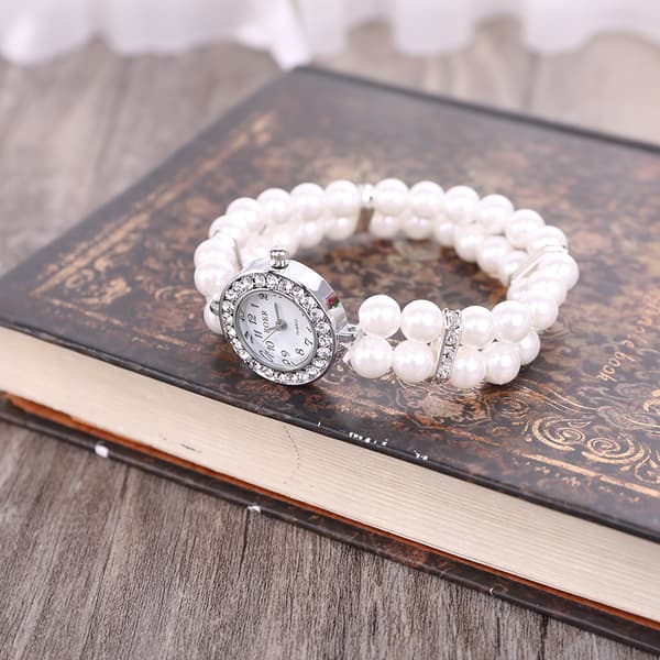 Damklocka Simulerad Pärla för Strass Lyx Mode Elegant Armband White Style 1