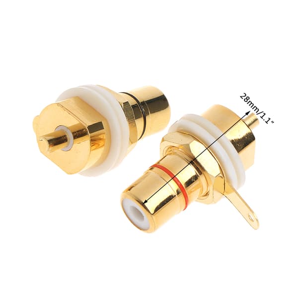 2 st CMC guldpläterad koppar RCA hona Phono Jack Panelmonterad chassikontakt