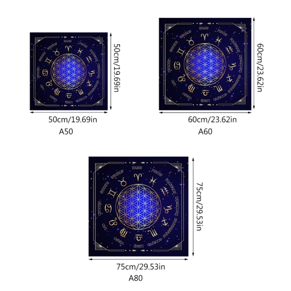 Fyrkantig flanell Tarot Altarduk Kort Brädspel Astrologi Oracles Kortdyna Bordsöverdrag Kortmatta Spådomsduk 50*50cm