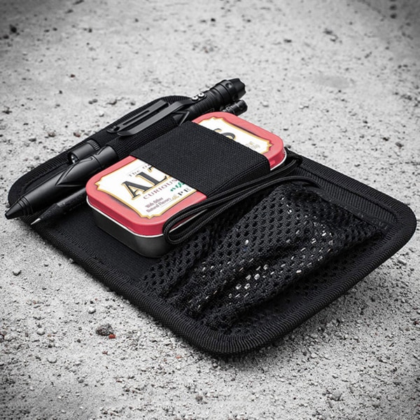 Tactical-Bag Insert Modulära tillbehör Utility Admin Pouch Fasteners Mesh Organizer Praktisk för nyckelhållare Pouch Wall Black