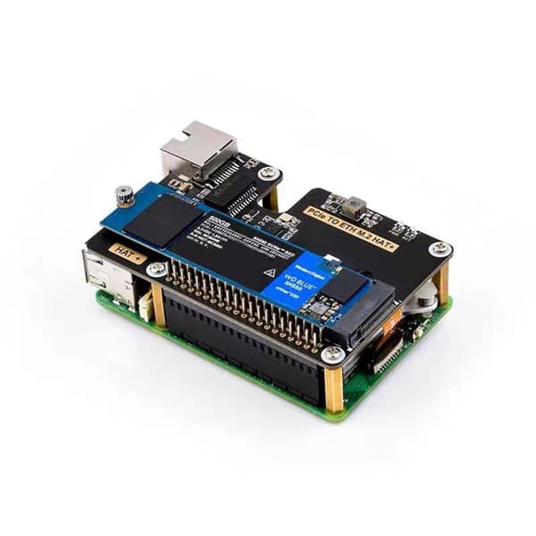 PCIe til Ethernet M.2 HAT PCIe NVME Adapter 5Gbps til Pi5 PoE 1000M